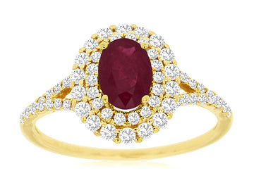 Ruby Double Halo Ring
